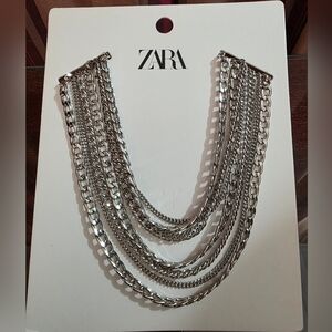 NWT Zara Elegant Silver Layered Necklace